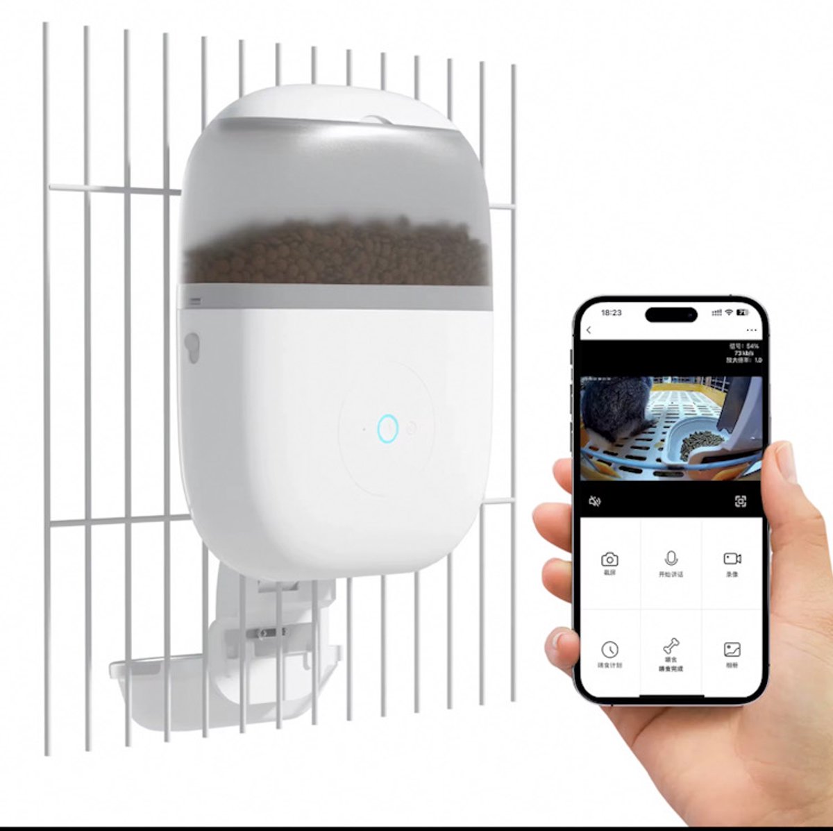 LaNicole-Automatische voerbak-Pet feeder 1.8L-Huisdiervoeder-Dispenser-Hangend-Konijnen-kleine dieren-met Camera-2.4G/5G Wifi milijoen pixels HD-Camera WIFI