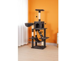 Krabpaal LZ0107 – Luxe Kattenboom met Hangmat – Donkergrijs – 158 cm Hoog