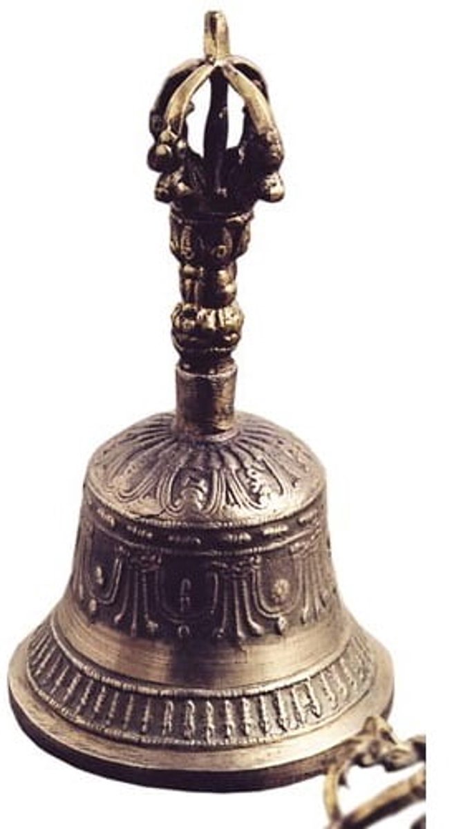 Tibetaanse zingende klok 16,5 cm met dorje handvat