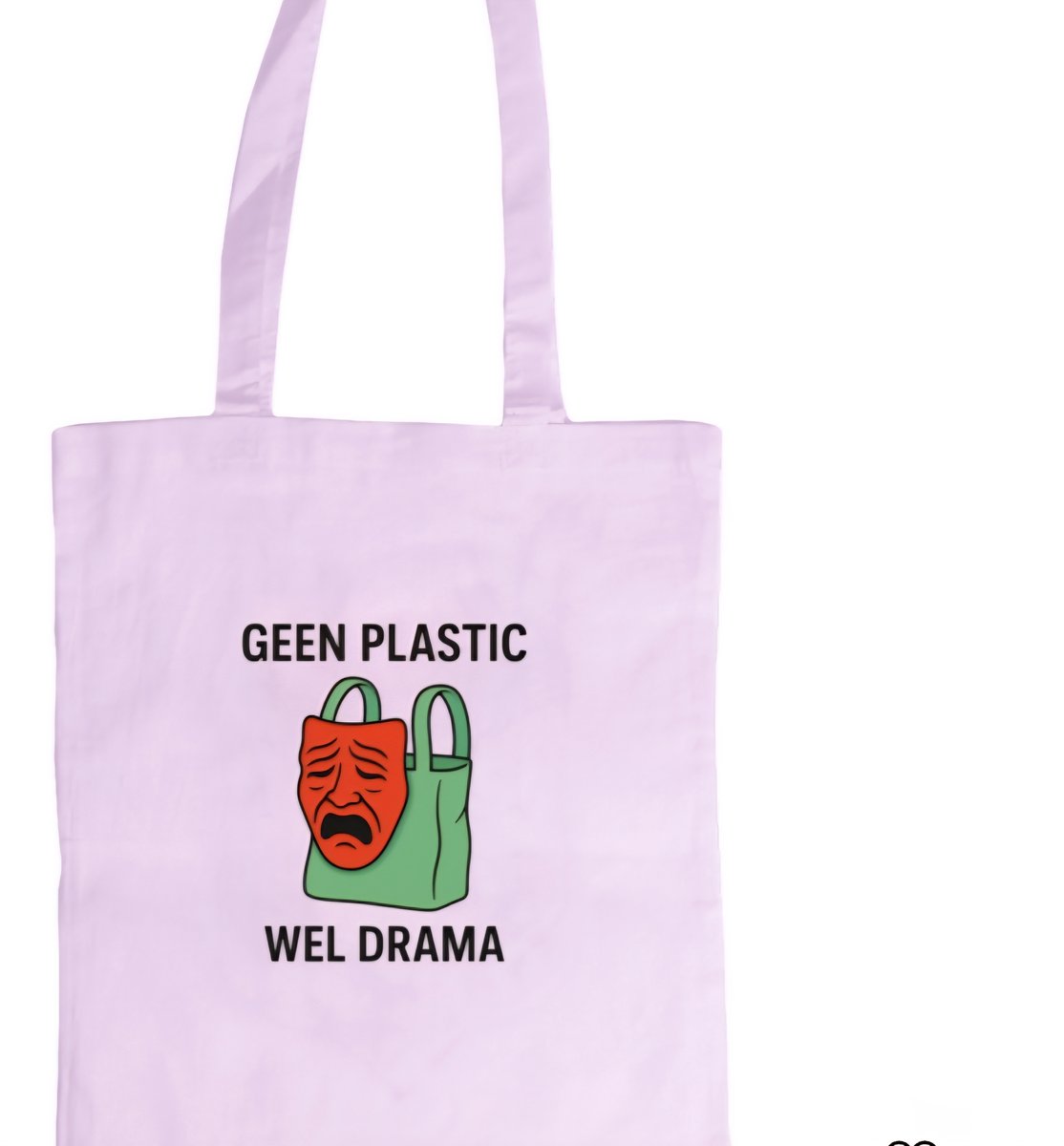 Canvas tas - geen plastic wel drama - tas cadeau - grappige opdruk - roze