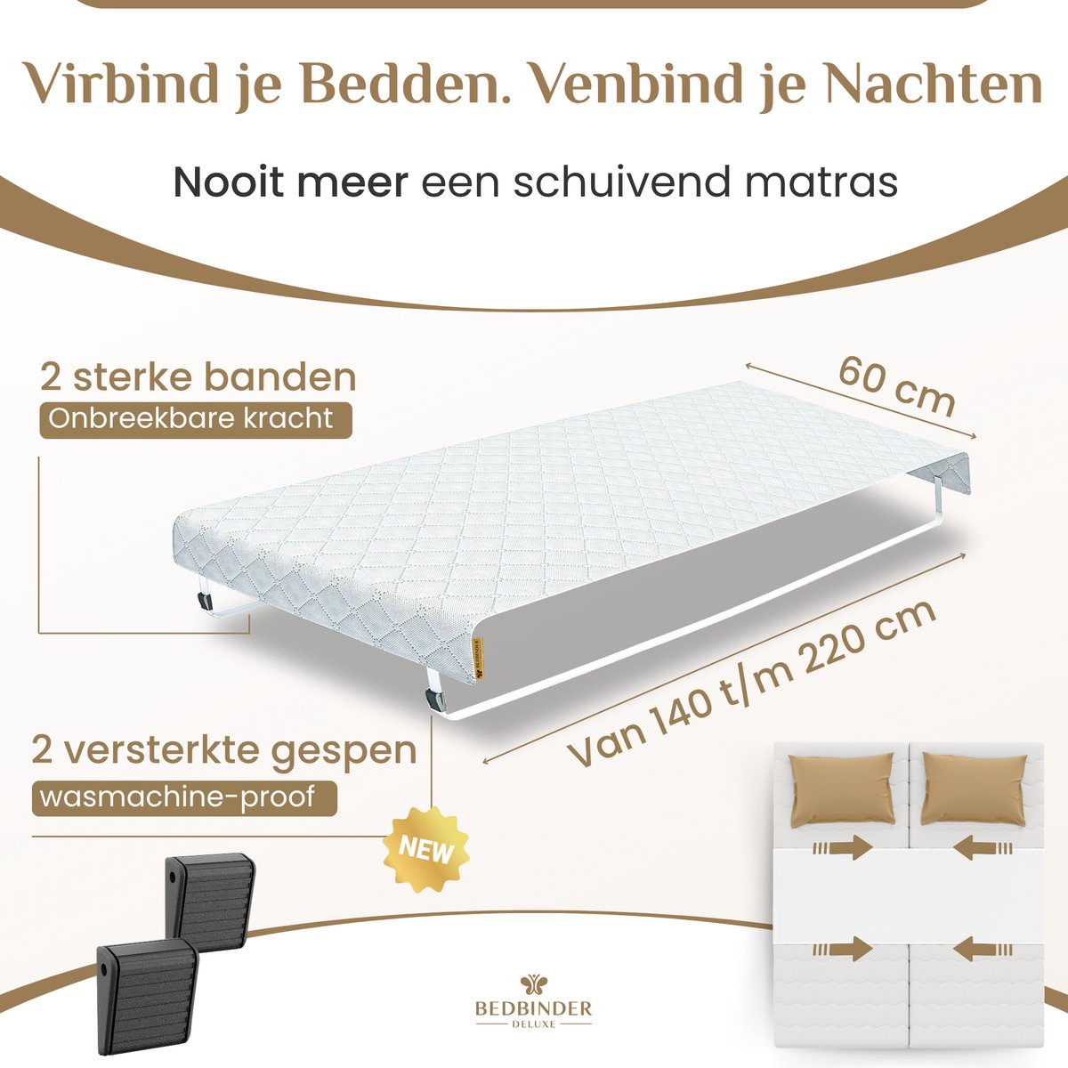 Liefdesbrug voor Matrassen, met Matraswig, Spleetvuller, Verstelbare