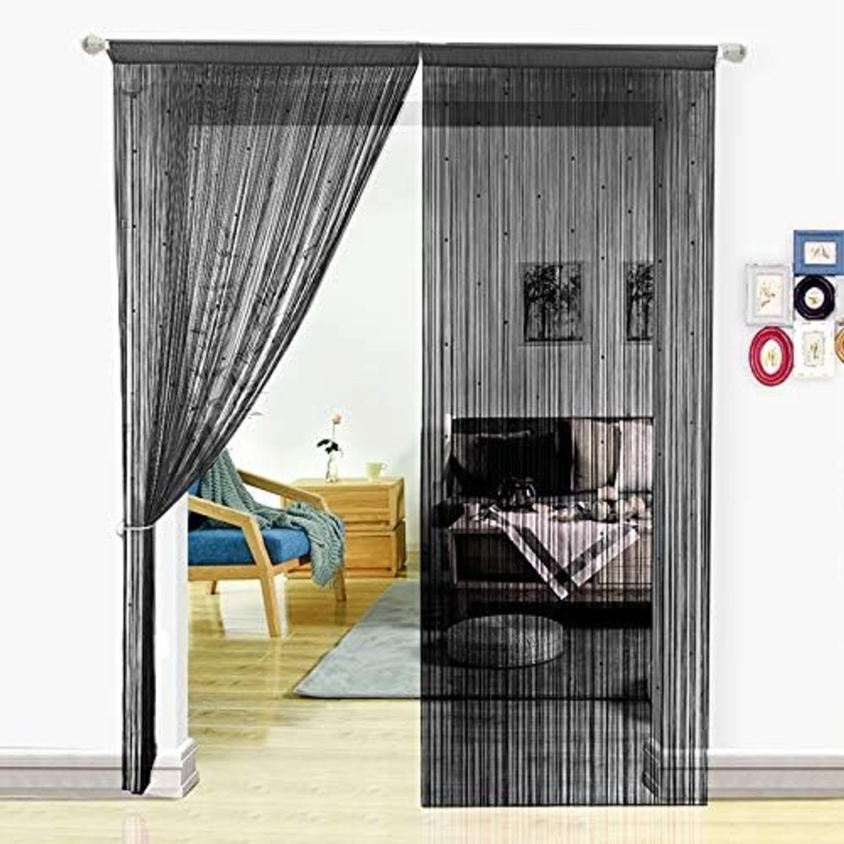 MKSS® Deurgordijn Kralen - Macrame - 90x200 - Zwart