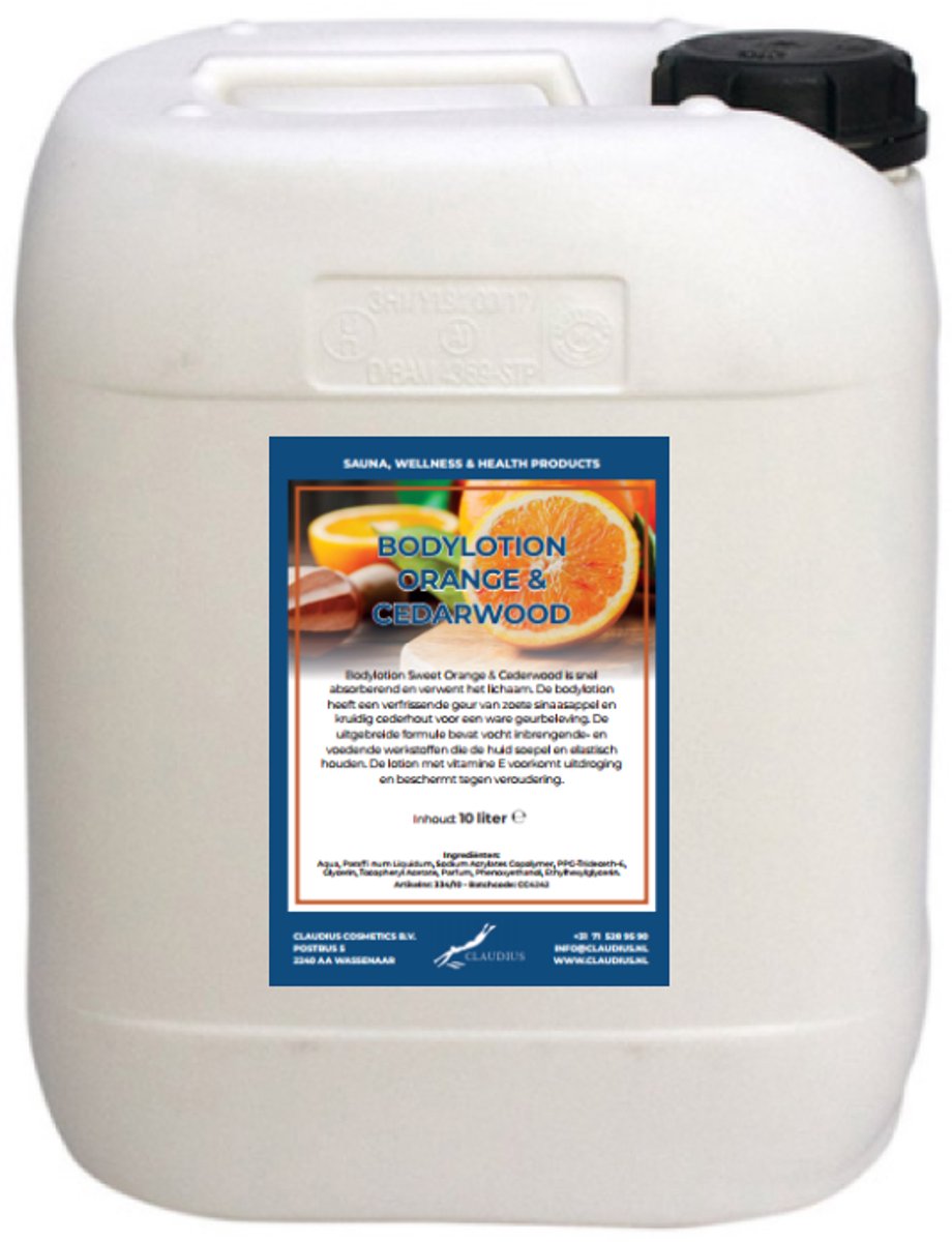 Bodylotion Sweet Orange & Cedarwood 10 liter - navulling