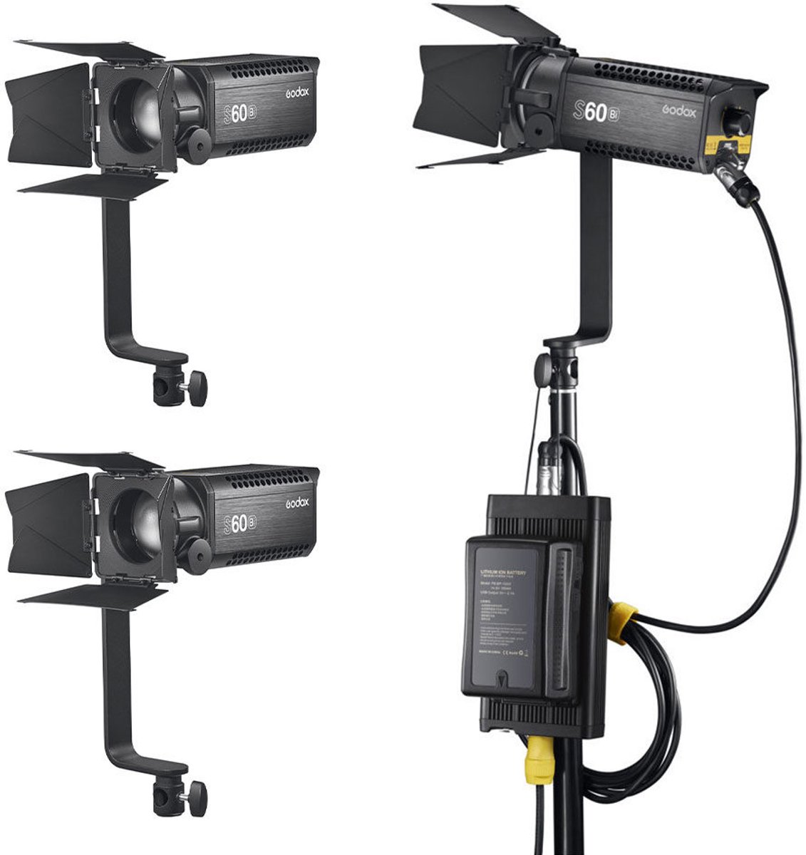 Godox S60Bi-D 3-Licht S60Bi Kit met accessoires – Set met 3 LED lampen