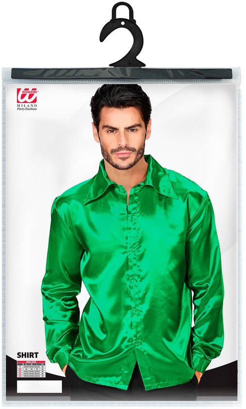 Chemise Disco Années 70 Satin Vert - Homme | S