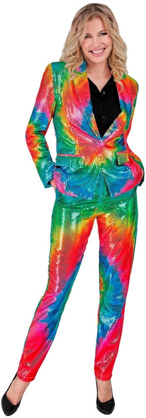 Widmann - Costume Hippie - Paillettes Color Festival Hippie Fest Pantalon Femme - Multicolore - Large - Costumes de Déguisements - Déguisements