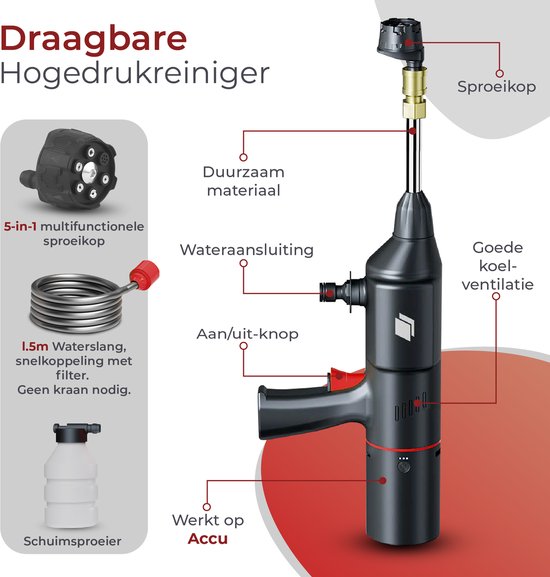 PowerSnap Hogedrukspuit op accu - Draadloze hogedrukspuit Auto - Autowasser - 200psi hogedruk - Zonder powerbank - Modulair systeem (CPS-CW) van Merkloos	 — afbeelding 3