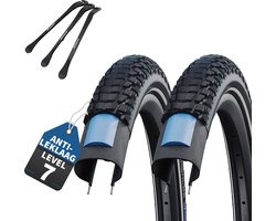 2-delige set Schwalbe fietsbanden Marathon Plus Tour 2022 Smart Guard 28 x1,40 inch buitenband (37-622) + MSZweirad bandenlichters
