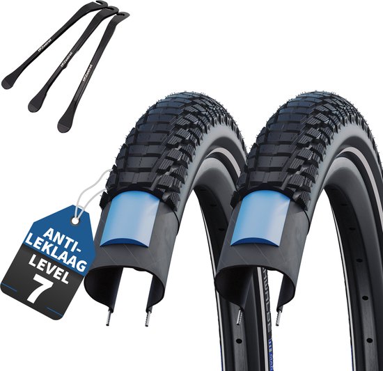 2-delige set Schwalbe fietsbanden Marathon Plus Tour 2022 Smart Guard 28 x1,40 inch buitenband (37-622) + MSZweirad bandenlichters