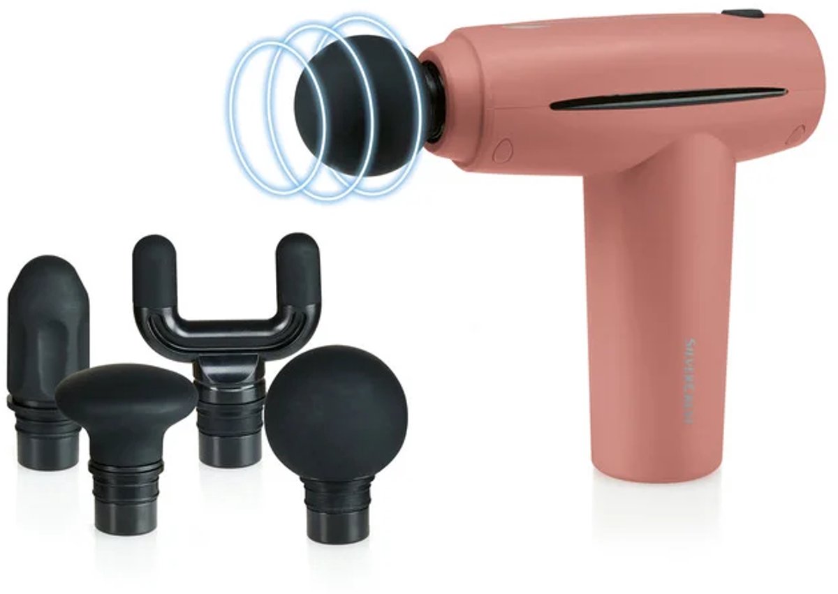 SILVERCREST® PERSONAL CARE Mini massage gun - Snelheden: 10 (max. 3000 tpm) - Inclusief 4 opzetstukken: kogelkop, conische kop, U-vormige kop, platte kop - Percussiemassage - Draadloos design - Met LED controlelampje - In praktische transporttas