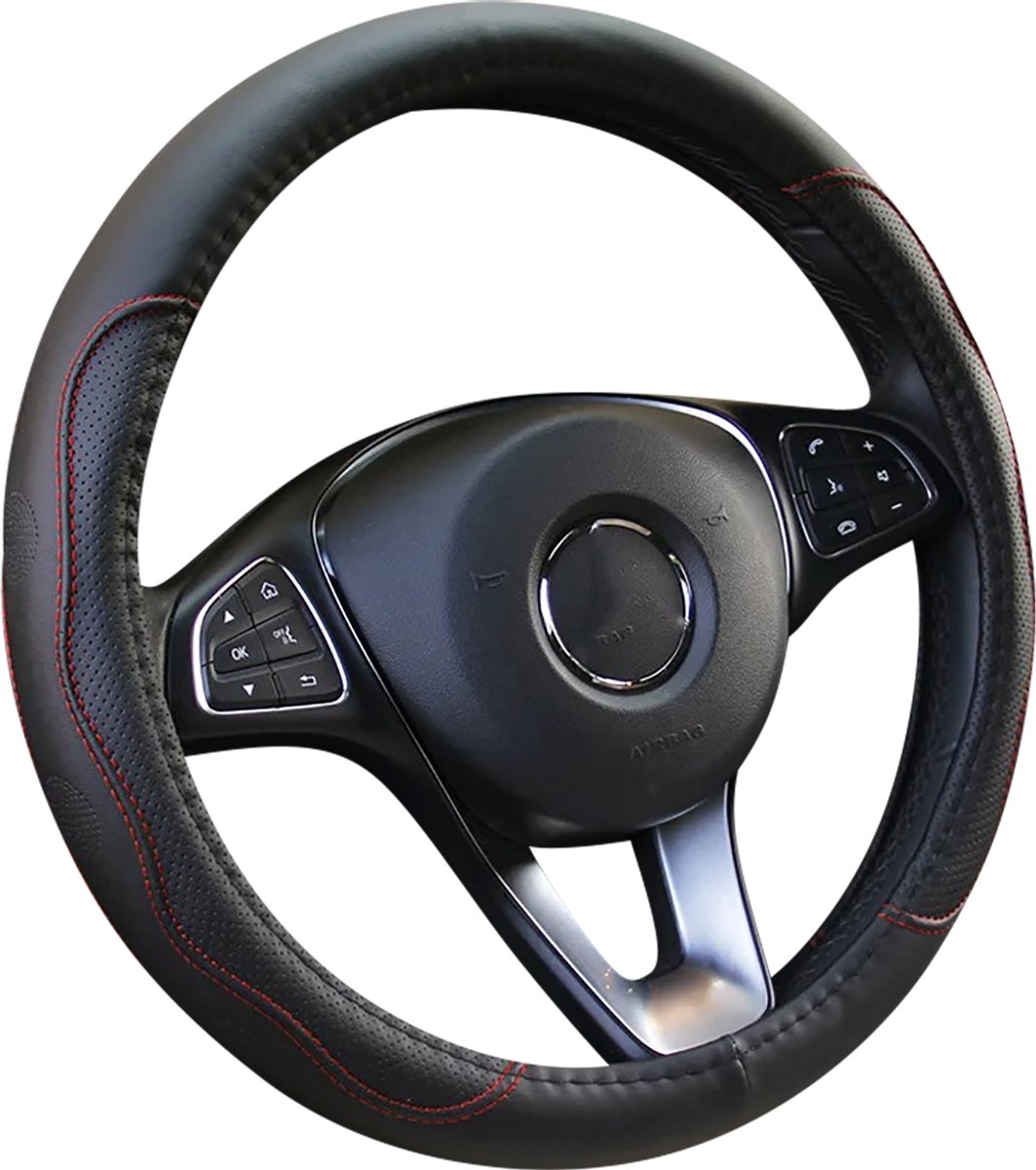 Stuurhoes Auto 37–38 cm – Zwart Rood – Model Volante – Voorgevormd – Kasey Products