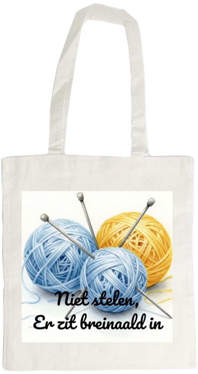 Canvas tas - Niet stelen zit breinaald in - crème - cadeau voor oma
