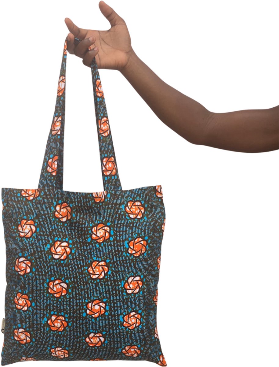 Katoenen shopper | Trendy tas | Kleurrijke herbruikbare tas | Boodschappentas | Duurzame tas | Handgemaakt in Ghana | Goed doel