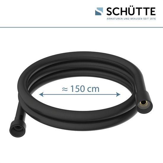Zwarte douchekop slang, met ca. 150 cm lengteaanduiding.