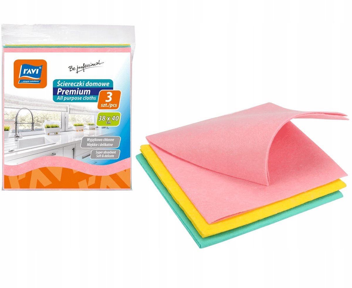 RAVI - Huis 3-pack Schoonmaakdoeken - 38x40 cm - Multikleuren