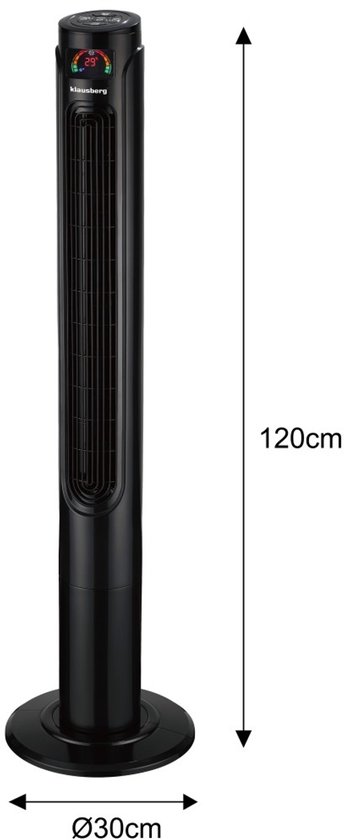 Tower ventilator 120 cm zwart met afstandsbediening, oscillatie, timer, 3 standen, stil en energiezuinig