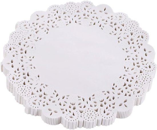 280 pièces de vaisselle en papier blanc kanten - Assiettes rondes en papier - Sets de table jetables en papier - Convient pour les mariages, anniversaires, gâteaux, desserts, décorations de table et de nourriture - 5,5 pouces (environ 14 cm), blanc