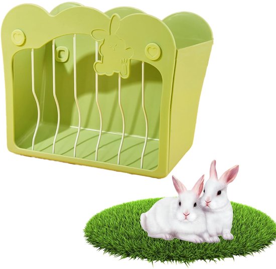Hay Feeder Bag voor konijnen, cavia, hooivoertas, hangende voerzak voor konijn, cavia, hamster, chinchilla (wit, M