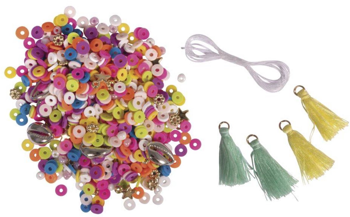 Kralenmix - Rayher - Maak je eigen armbanden - verschilldende kleuren geel,roze, blauw