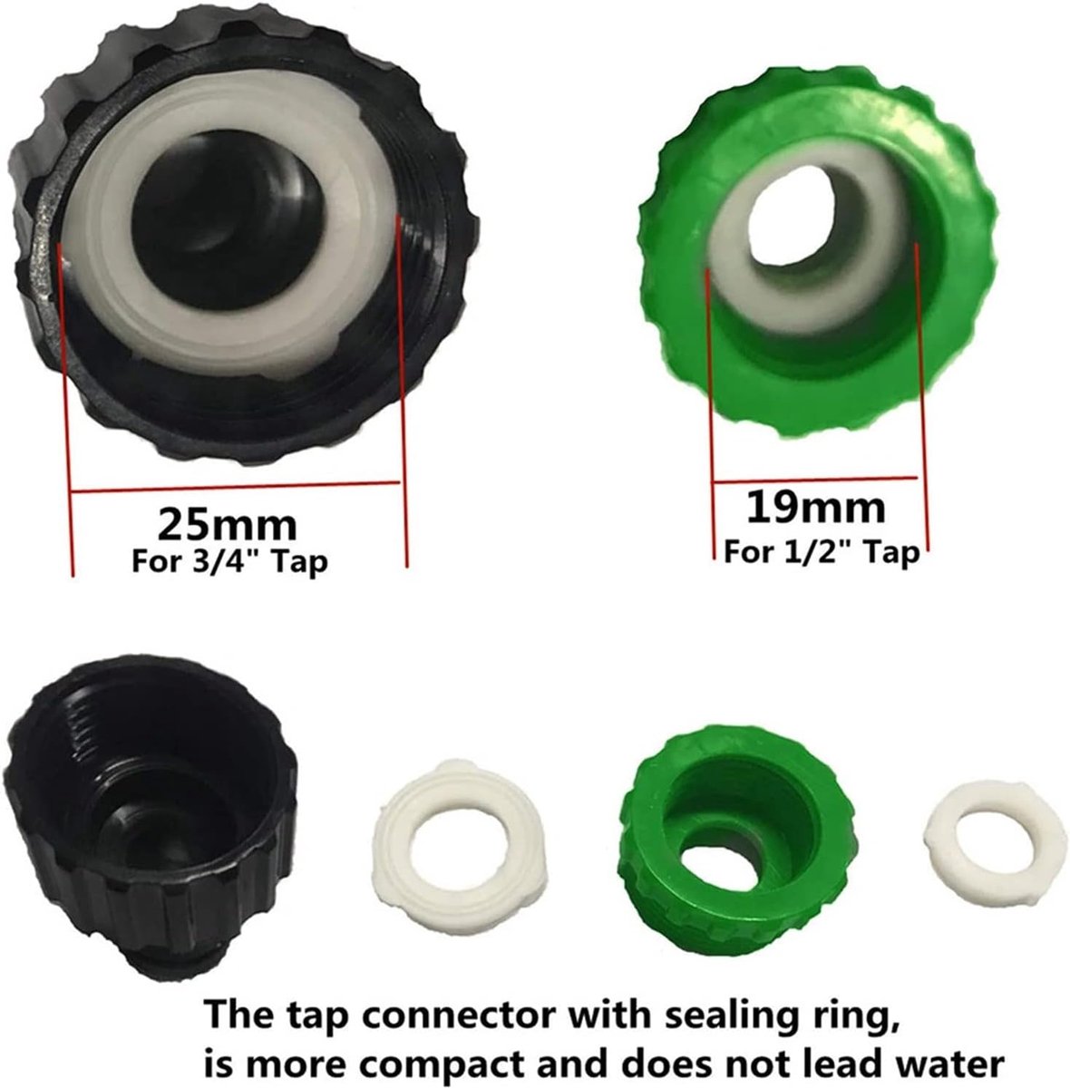 Tuinslang Koppelingen / Opzetstukken Set - Groen/Zwart - Snelkoppeling - Snelkoppelnippel - Waterslangkoppeling en Verbindingsstuk - Koppelstuk Bundel met O-ring - Slang Adapter - tuinslang garden – foto 2