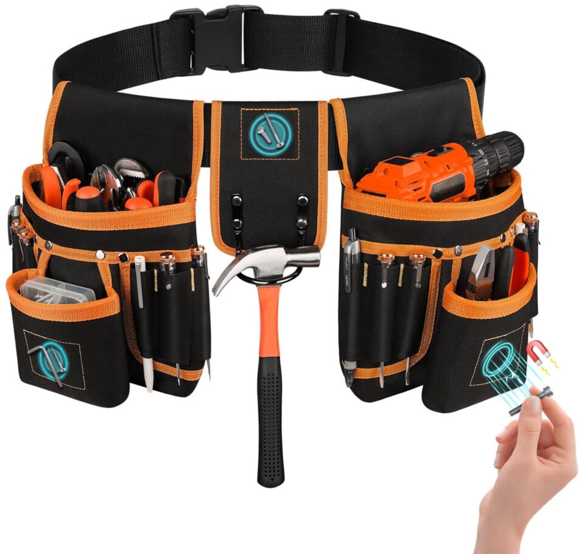 Professionele Gereedschapsgordel met 22 Vakken – Verstelbaar tot 136 cm Inclusief schuifbare pouches