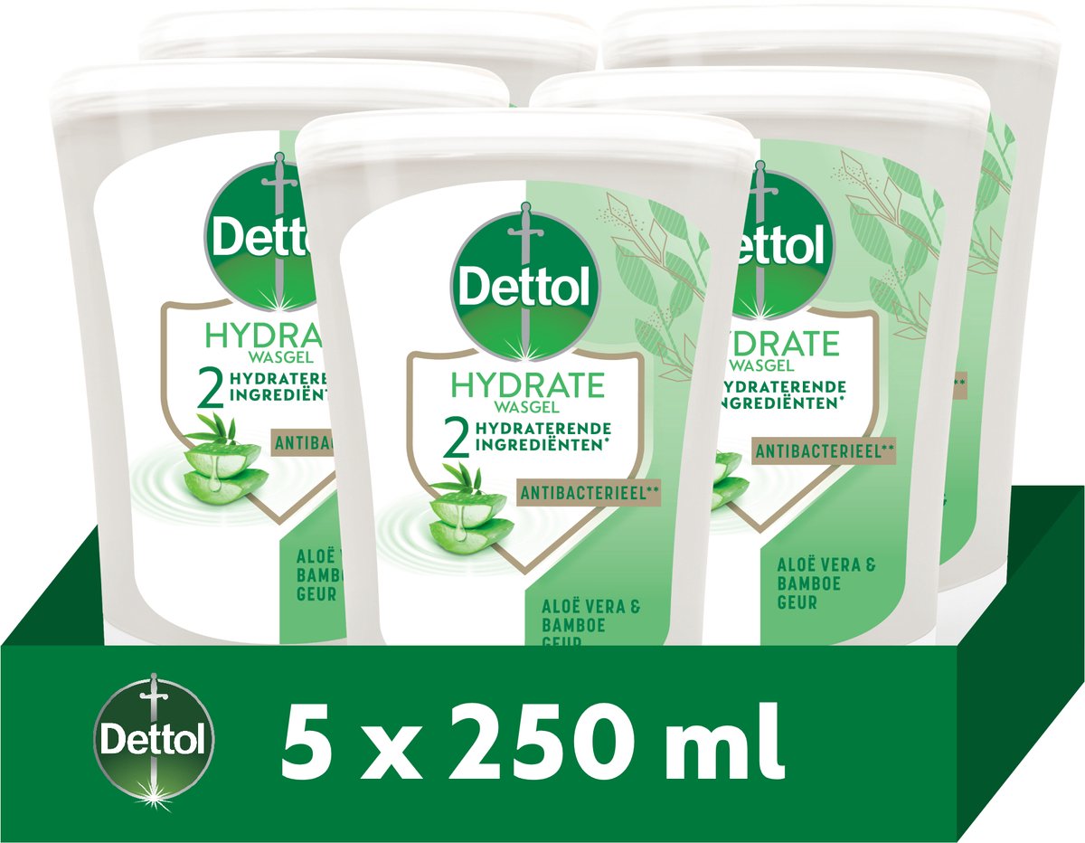Goedkoopste Dettol - Handzeep - No Touch Navulling - Antibacterieel - Aloe Vera - 250 ml x5
