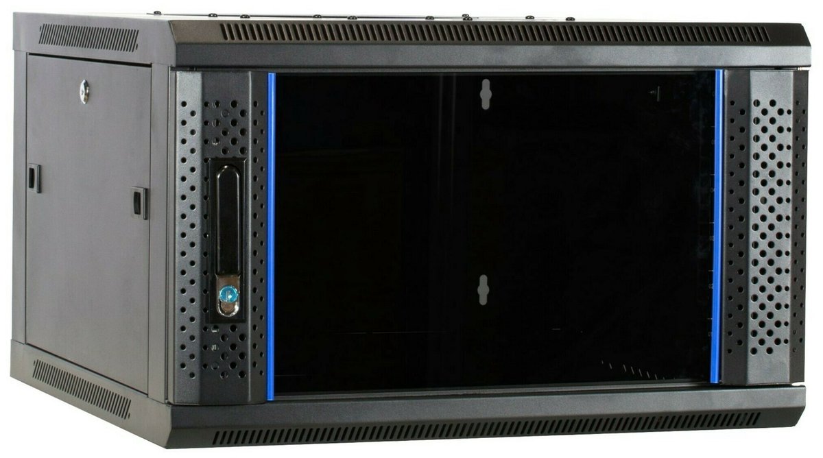 DSIT 6U wandkast met glazen deur 600x600x368mm (BxDxH) - serverbehuizing - serverrack - serverkast - 19 inch