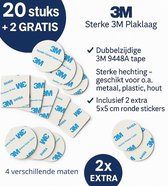 20 stuks | 2 stuks extra 5cm x 5cm (rond) | 3M | 4 verschillende maten | Dubbelzijdige Zelfklevende Tape | Stickers | Montage | Hobby & Knutselen | Foampad