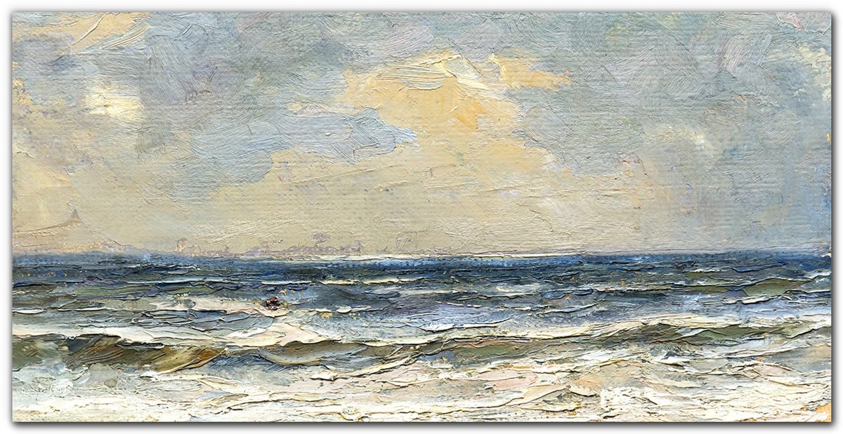 TULUP Canvas Doek Foto - Zee golven Schilderij Op Canvas - 120 cm x 60 cm - Veelkleurig Print Op Doek - Vintage Canvas Decoratie - Schilderij Canvas - Canvas Kunst voor de Woonkamer Veelkleurig Zee golven
