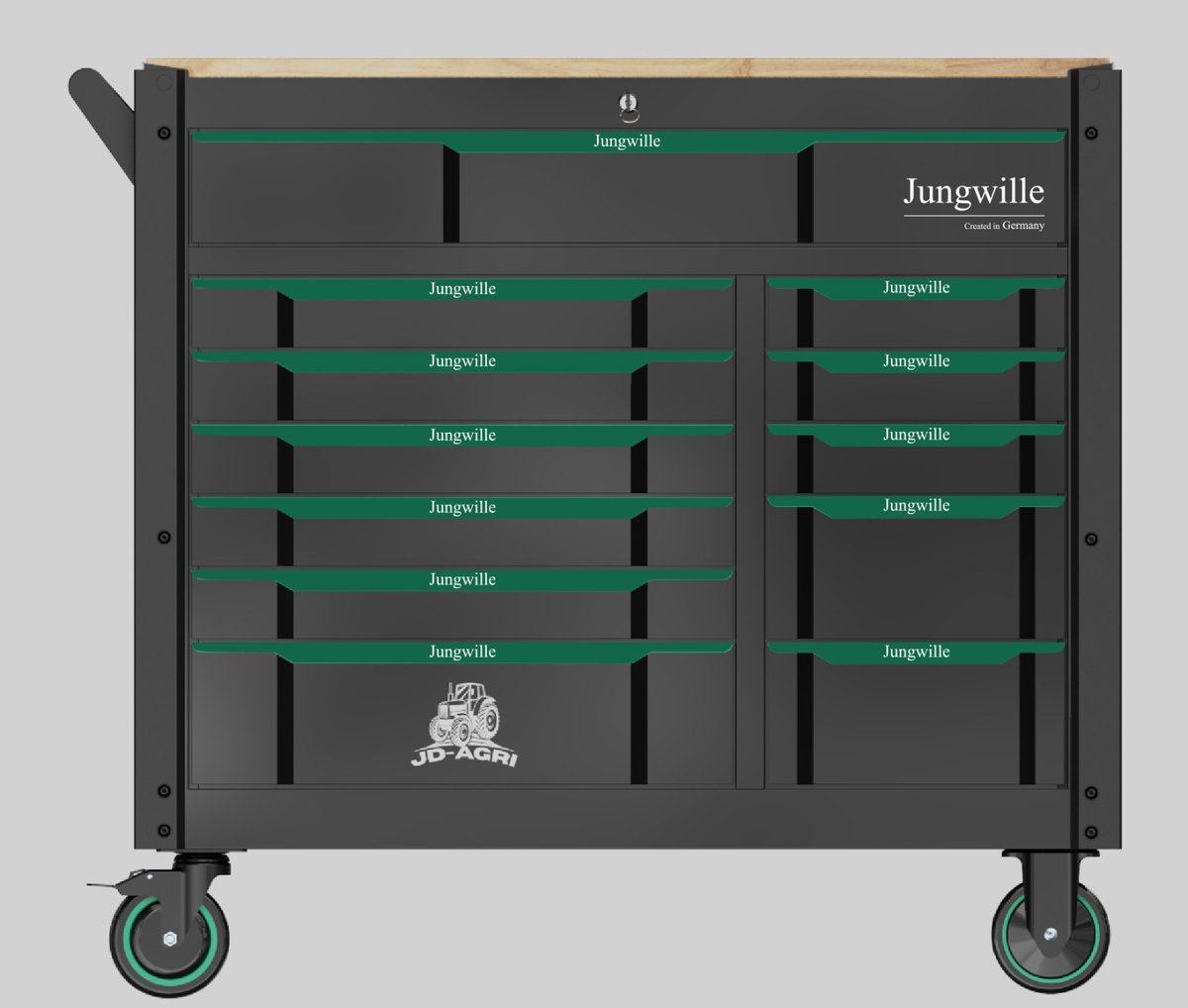 Jungwille JD-AGRI gereedschapswagen - 13 lades gevuld met gereedschap