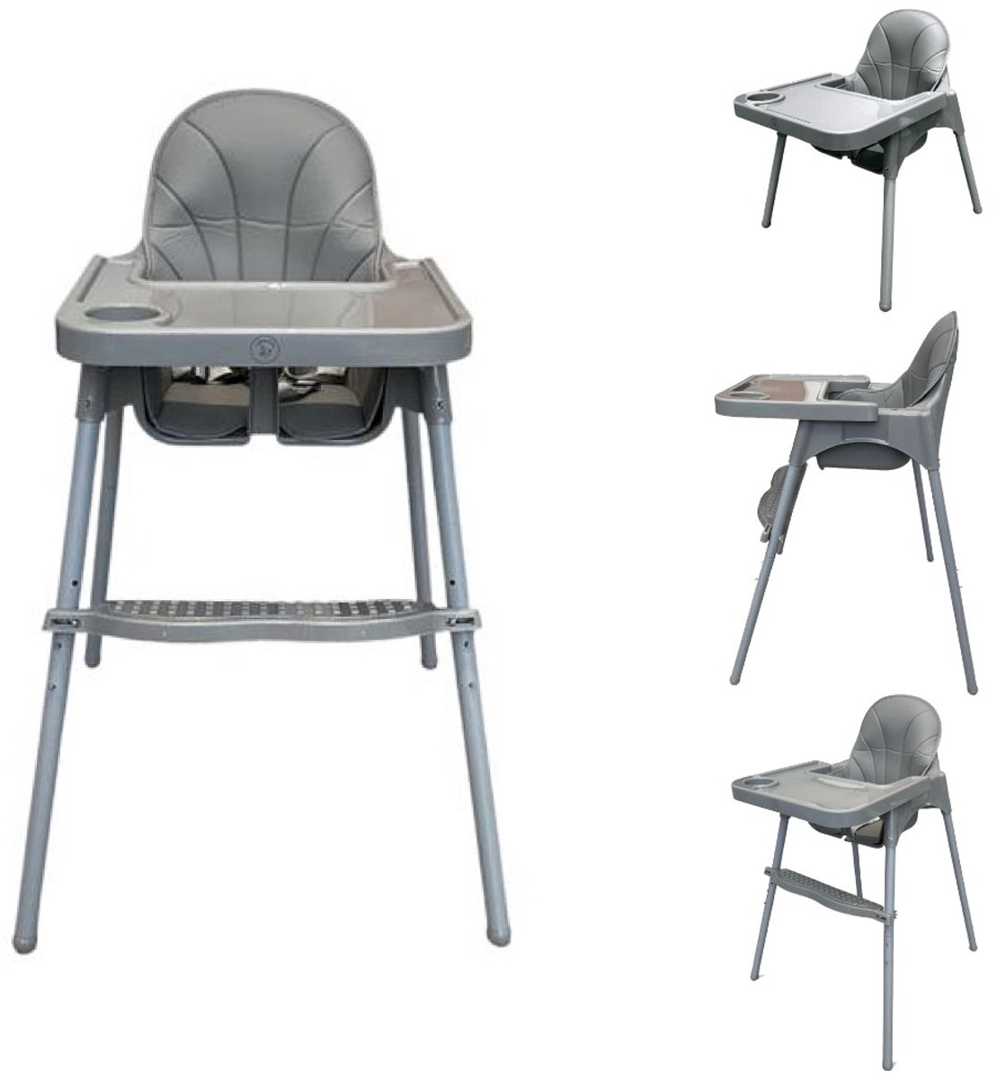 Bol.com Liefjes & Co Kinderstoel - Eetstoel Baby – Inclusief Kussen – Verstelbare Baby Eetstoel – 2 in 1 & Peuterstoel – Grijs aanbieding