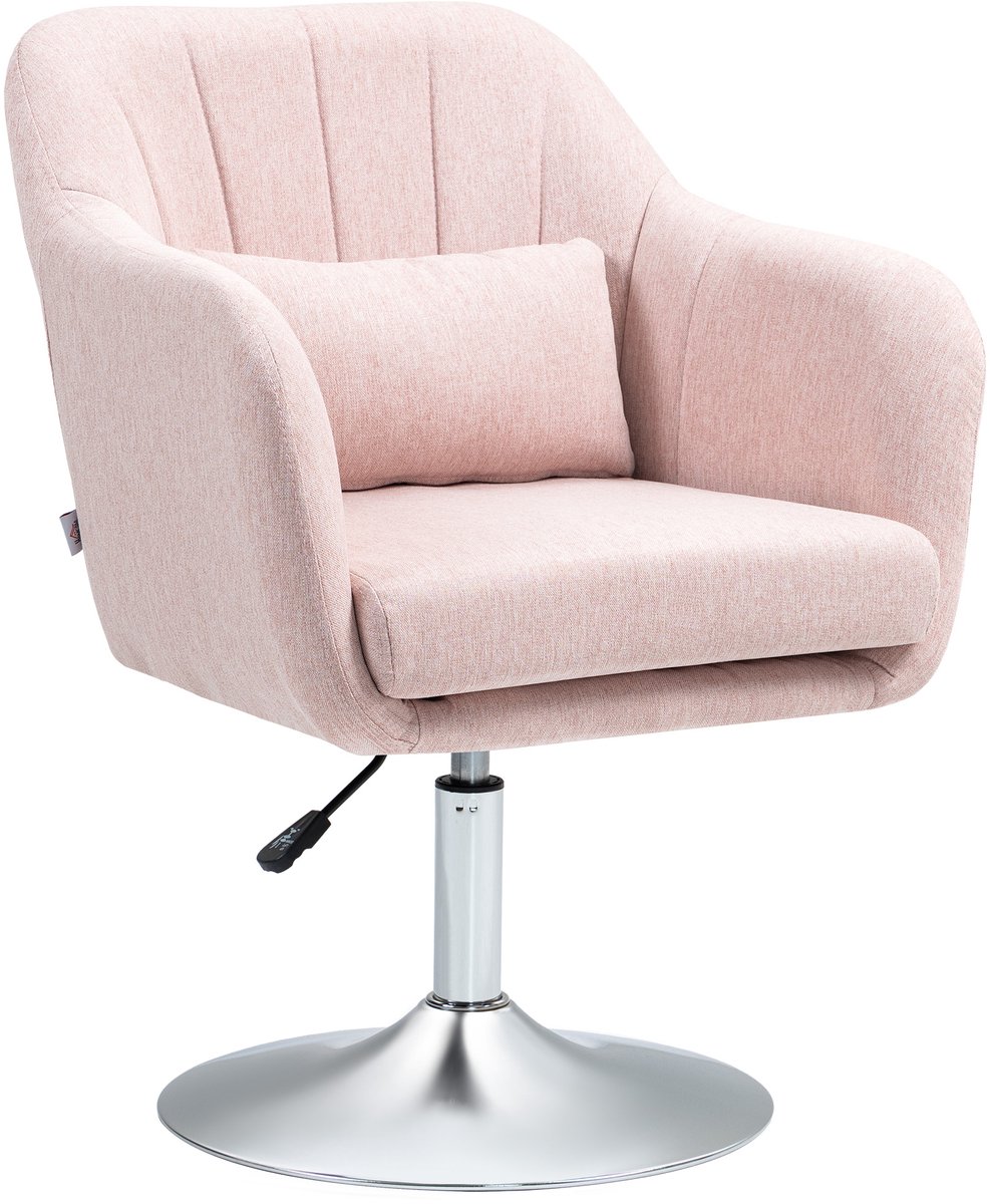 HOMCOM-Accentstoel-Linnen (100% polyester)-60x60x91cm-Roze