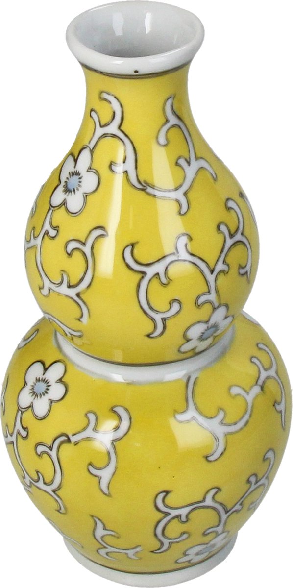 HD Collection Vaas Porselein Geel 10x10x20,5cm Yellow