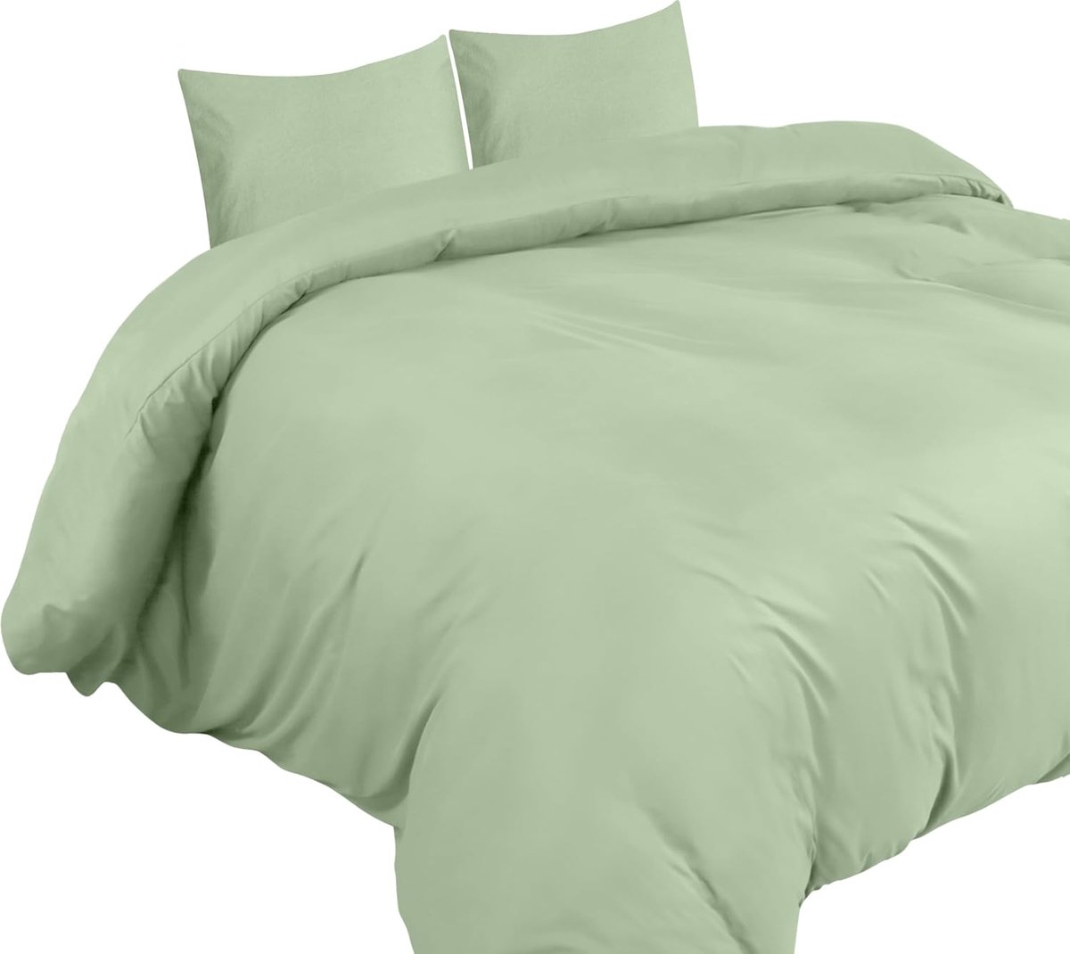 Famanu Dekbedovertrek Set - Zachte Microvezel Dekbedovertrek 240x220cm met Kussenslopen 65x65cm - Beddengoed Dekbedovertrek Set - Saliegroen