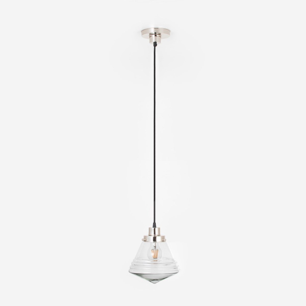 Coloured by Art Hanglamp aan snoer Luxe School Small Helder 20's Nikkel - Art Deco Trade