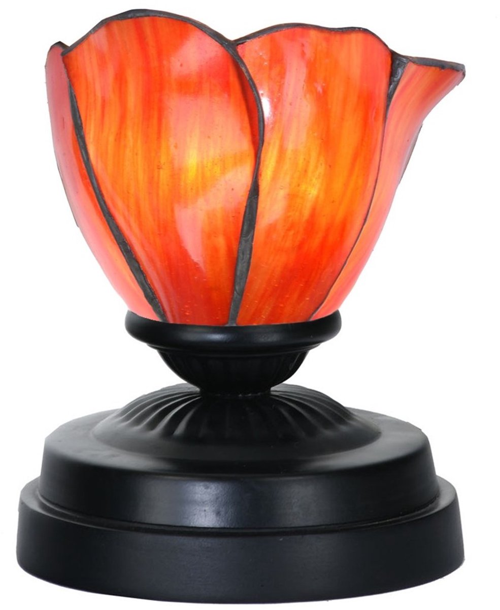 Tiffany lage tafellamp zwart met Tender Poppy - Art Deco Trade