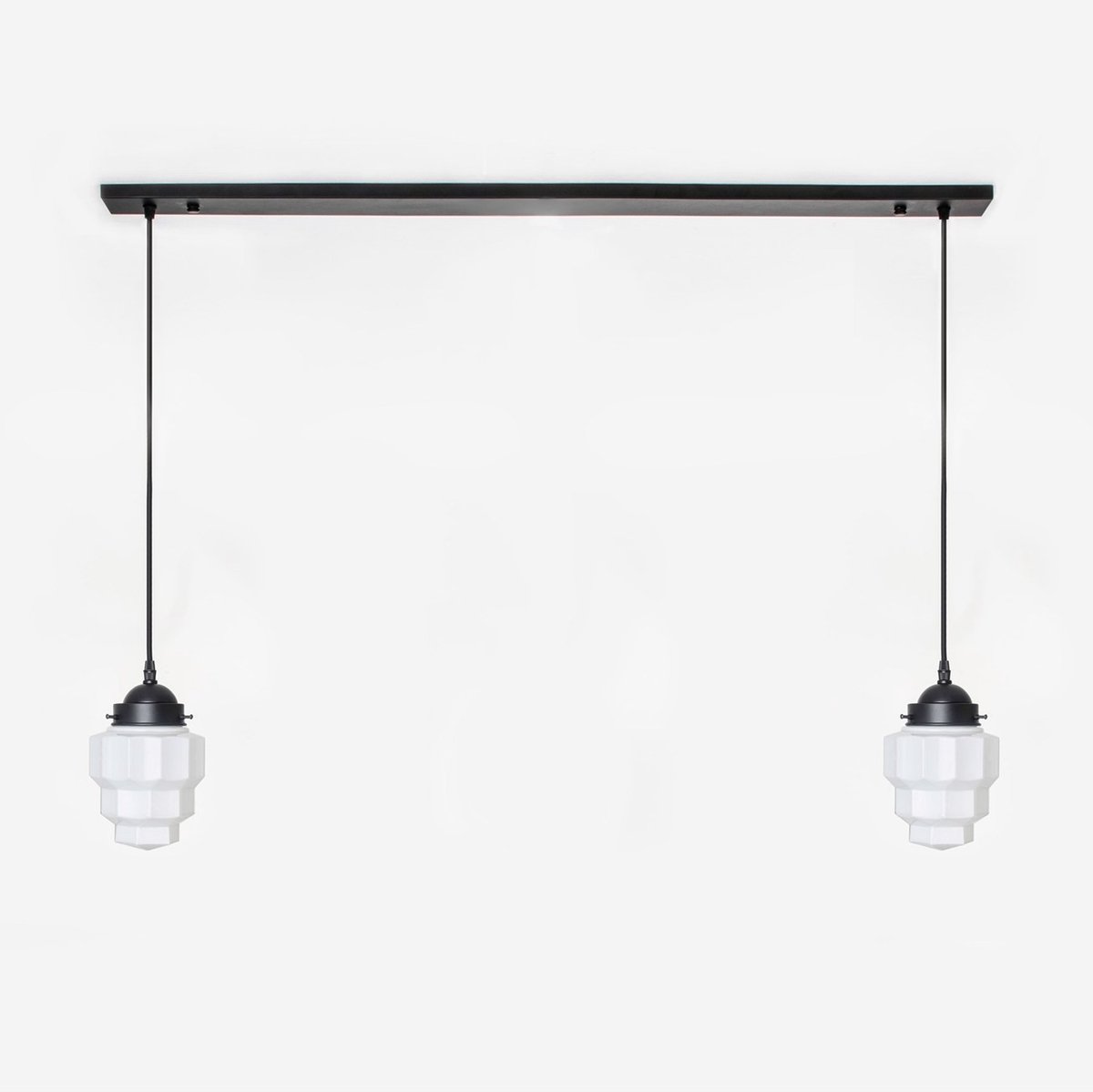 Coloured by Art 2 x Empire lampen aan plafondbalk Moonlight - Art Deco Trade Zwart