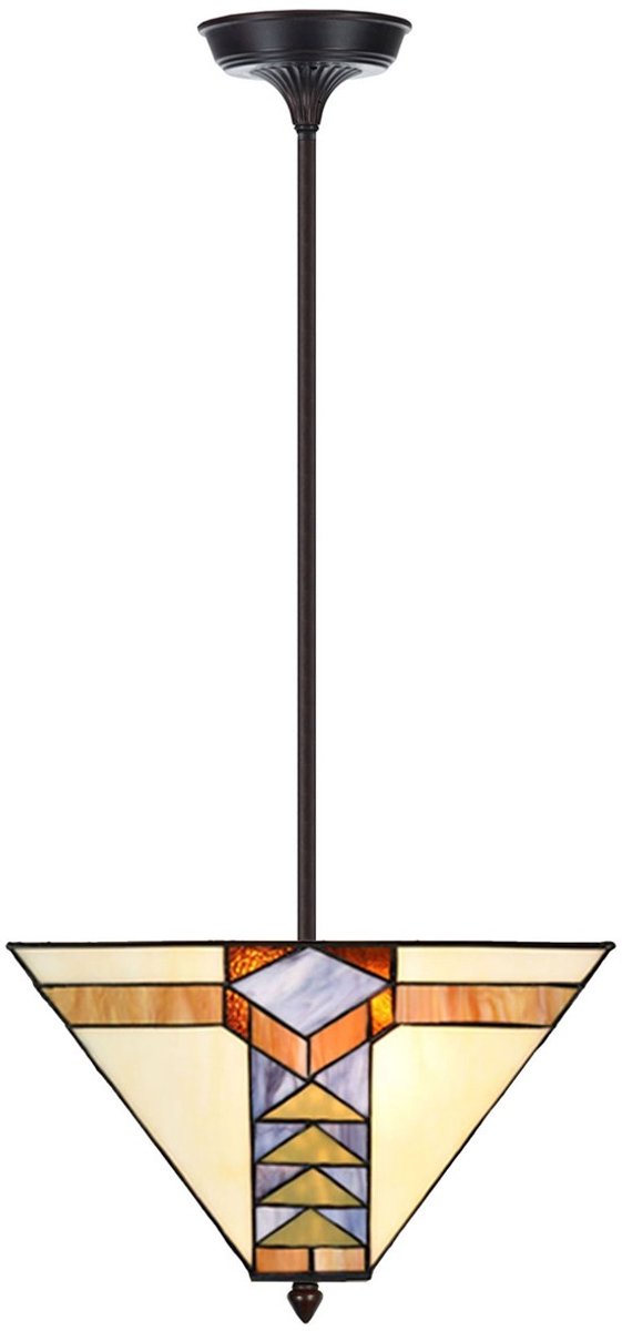 Coloured by Art Tiffany Up-light Hanglamp Pyramide - Art Deco Trade Lichtblauw