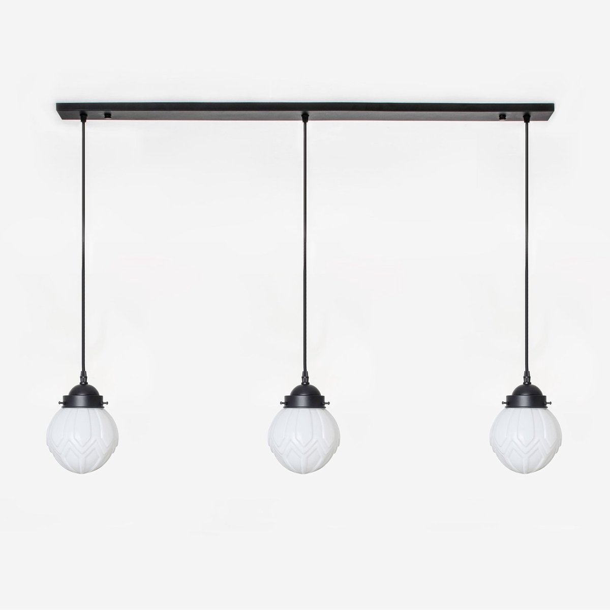 Coloured by Art 3 x Victory lampen aan plafondbalk Moonlight - Art Deco Trade Zwart