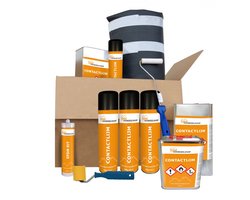 Dakvoordeelshop EPDM Dakpakket compleet 1,14mm dik - 6.10 meter breed - 5 meter lang - incl. EPDM kit, contactlijm, verfrol 10 cm, verfrolbeugel en aandrukroller