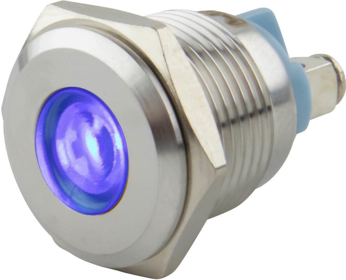 Led indicator | ø 16 mm. | 6-24 Volt DC/AC | Blauwe uitvoering
