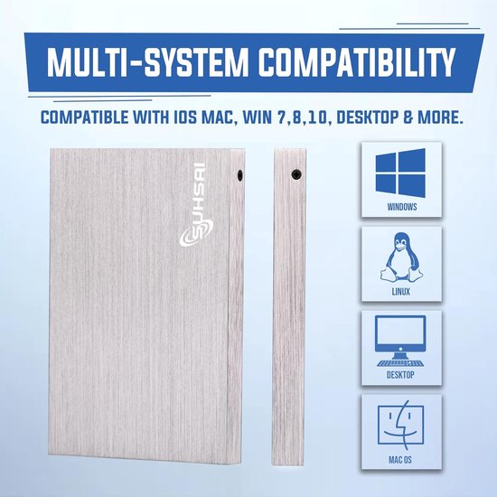 RFWR® Draagbare Externe Harde Schijf USB 2.0 1TB - Slanke 2,5 Inch HDD voor Back-up en Opslag van Merkloos — afbeelding 4