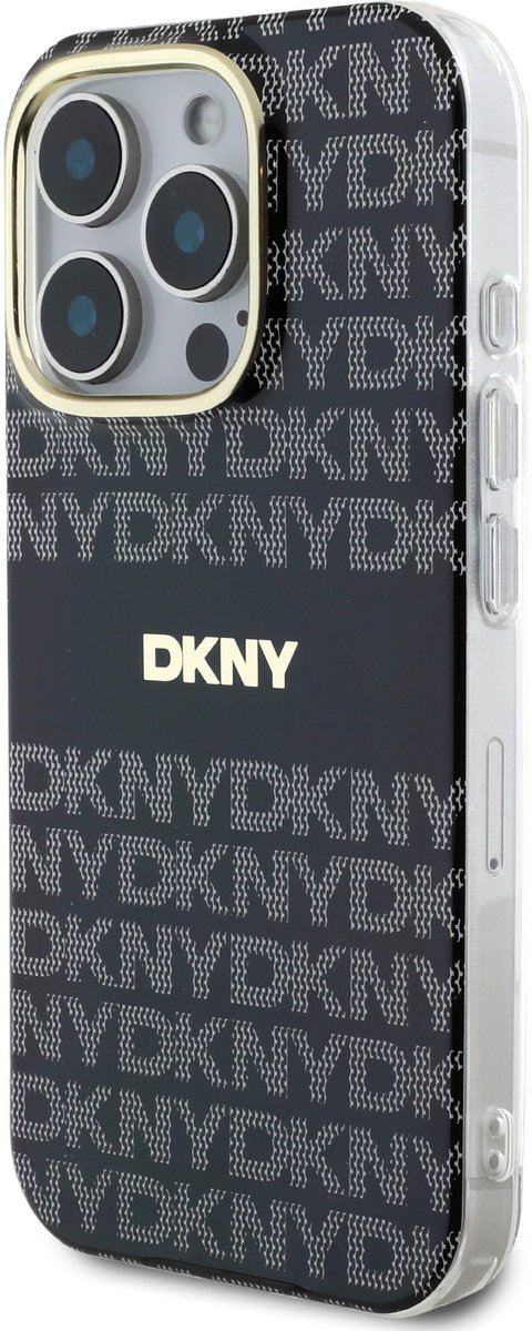 DKNY - Backcover iPhone 16 Pro - Repeat Pattern - Tonal Stripe - Magsafe - Zwart