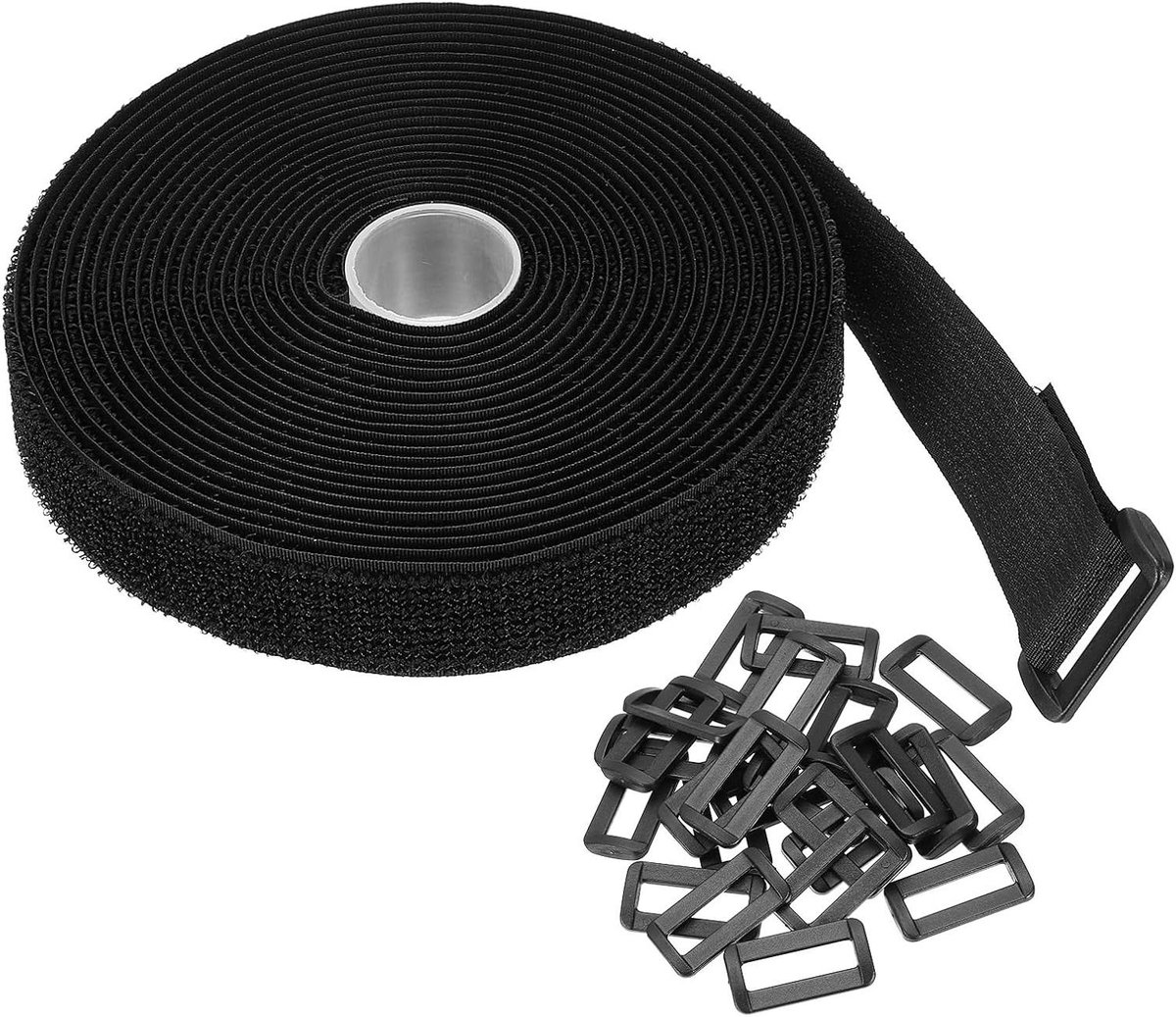 Allecto Plus - Haak- en lusbanden 1 inch x 30 cm | 25 stuks | Herbruikbare nylon bevestigingskoordbinders | Zwart | Opslagorganisatie