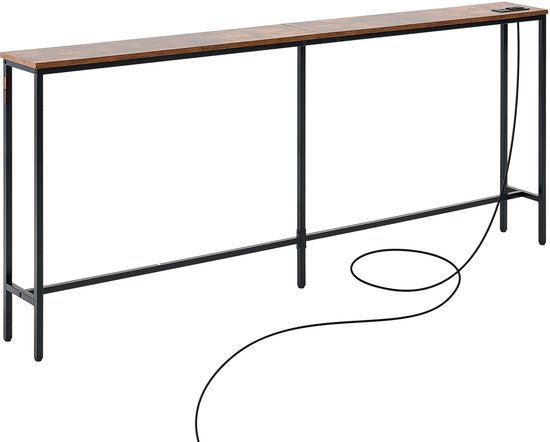 Console étroite pour entrée (178 cm de long) avec prises électriques – Table d'appoint à 1 niveau avec structure en métal et station de charge, idéale pour le couloir ou l'entrée