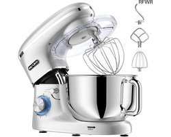 RFWR® Krachtige 1500W Keukenmachine met 6.5QT Kom - Multifunctionele Elektrische Mixer voor Kneden en Bakken