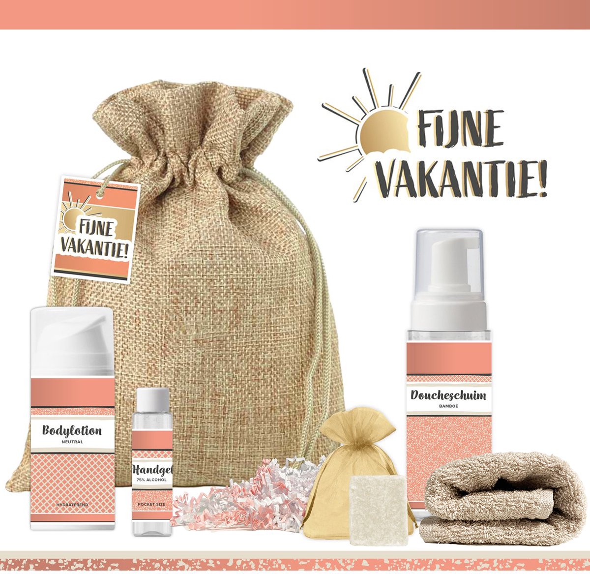 Goedkoopste Geschenkset “Fijne vakantie!” - 5 producten - 400 gram | Luxe Cadeaubox voor haar - Wellness Pakket deluxe - Giftset - Speciaal voor jou - Vrouw - Cadeaupakket Collega - Cadeau - Vakantiepakket - Goud - Roze