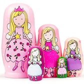 Poupee Russe Animaux Poupées Russes Matriochka AEVVV - Lot De 5 - Motif Dahlias & Camomille - 2.3cm à 8.9cm Matriochka Bois Décorative