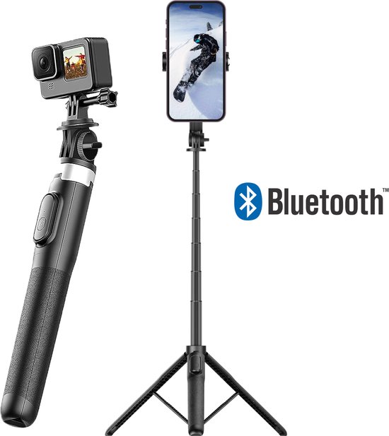 Selfie stick en statief 163 cm Blanc Square – Tripod voor smartphone, GoPro, iPhone, Samsung met Bluetooth remote