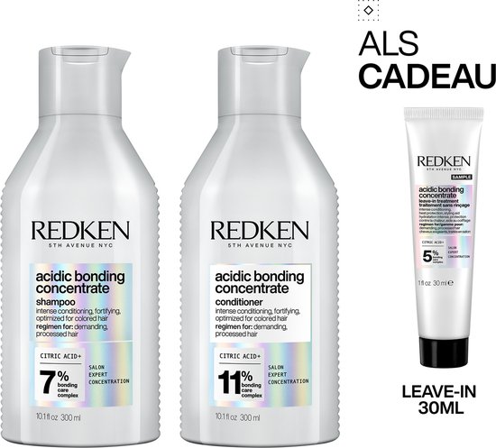 Redken Acidic Bonding Concentrate Duo + Cadeau - Shampoo 300ml & Conditioner 300ml + Leave-in 30ml Cadeau - Beschadigd Haar